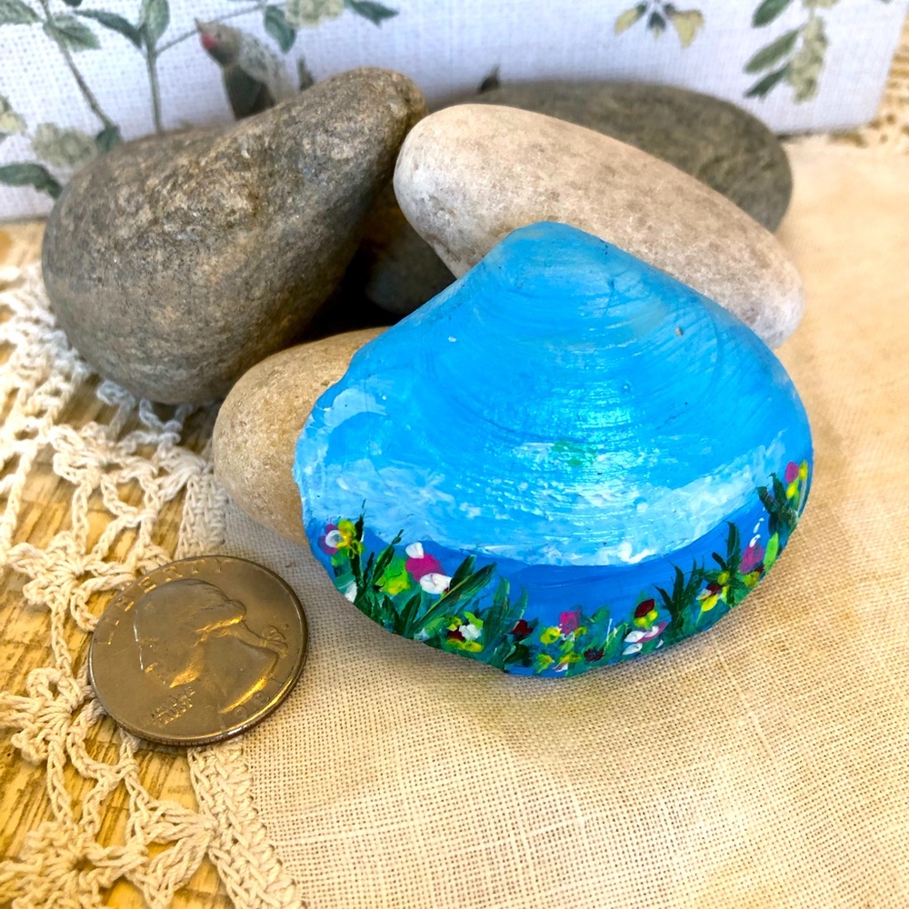 (SOLD) HAND-PAINTED TRANQUILITY BY THE SEA SHELL